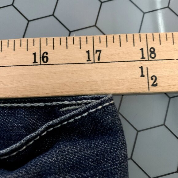 Helix Jeans Mens 32x32 Actual 34x32 Straight Whisker Front Medium Wash Y2K Denim - Picture 4 of 8